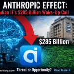 Infographic showing the impact of Anthropic AI on the Indian IT sector and the $285 billion global market loss.