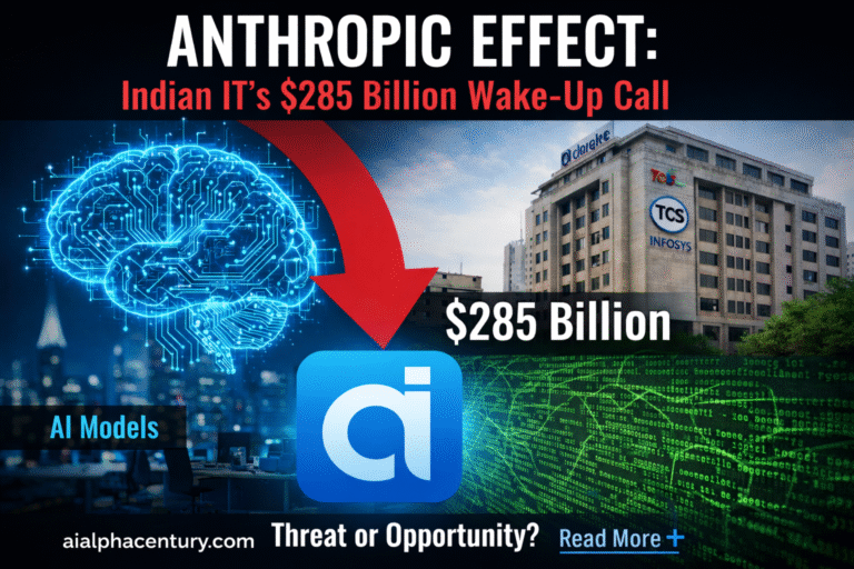 Infographic showing the impact of Anthropic AI on the Indian IT sector and the $285 billion global market loss.
